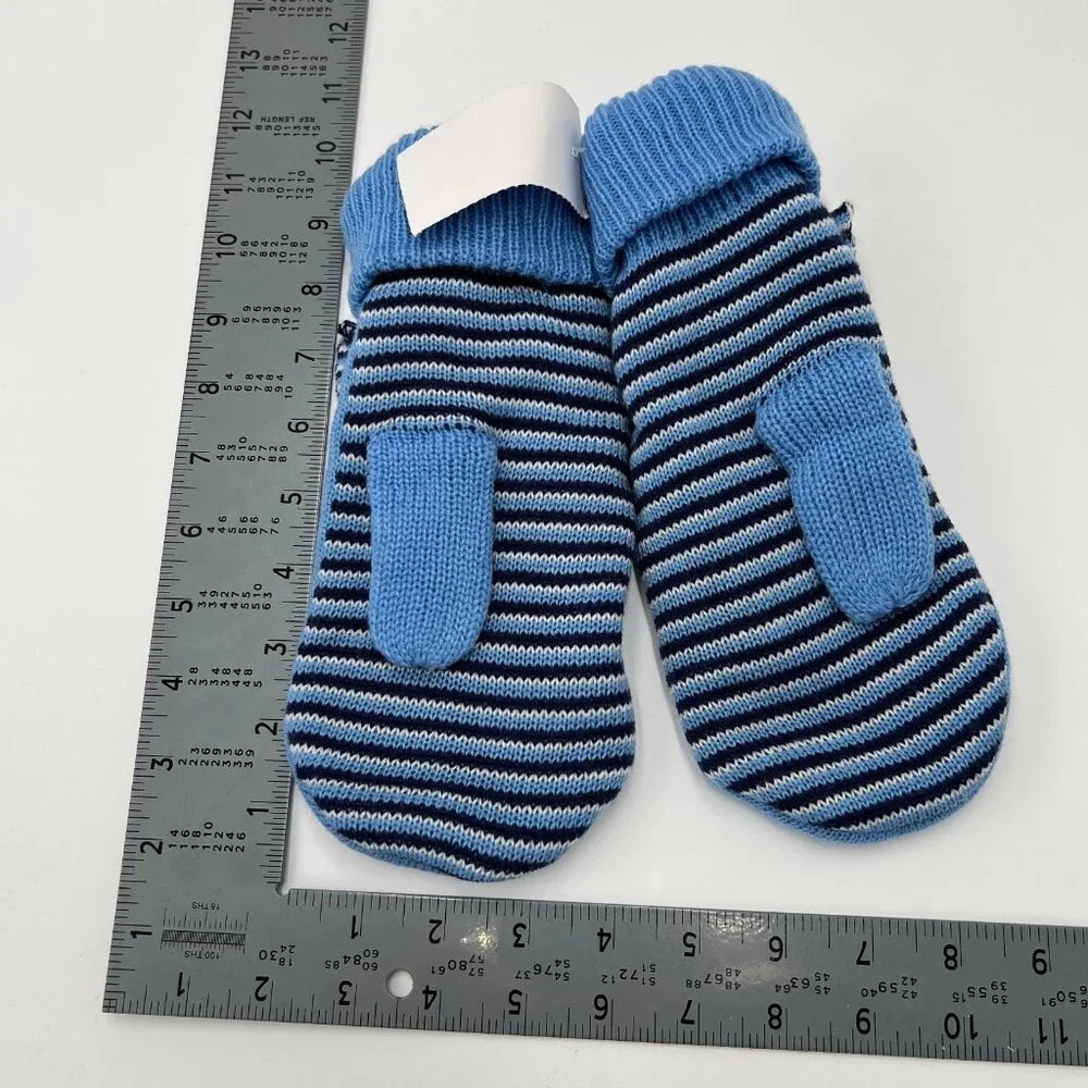 Adidas Womens OSFA Blue Striped Knit Bow New York City FC MLS Winter Mittens NWT